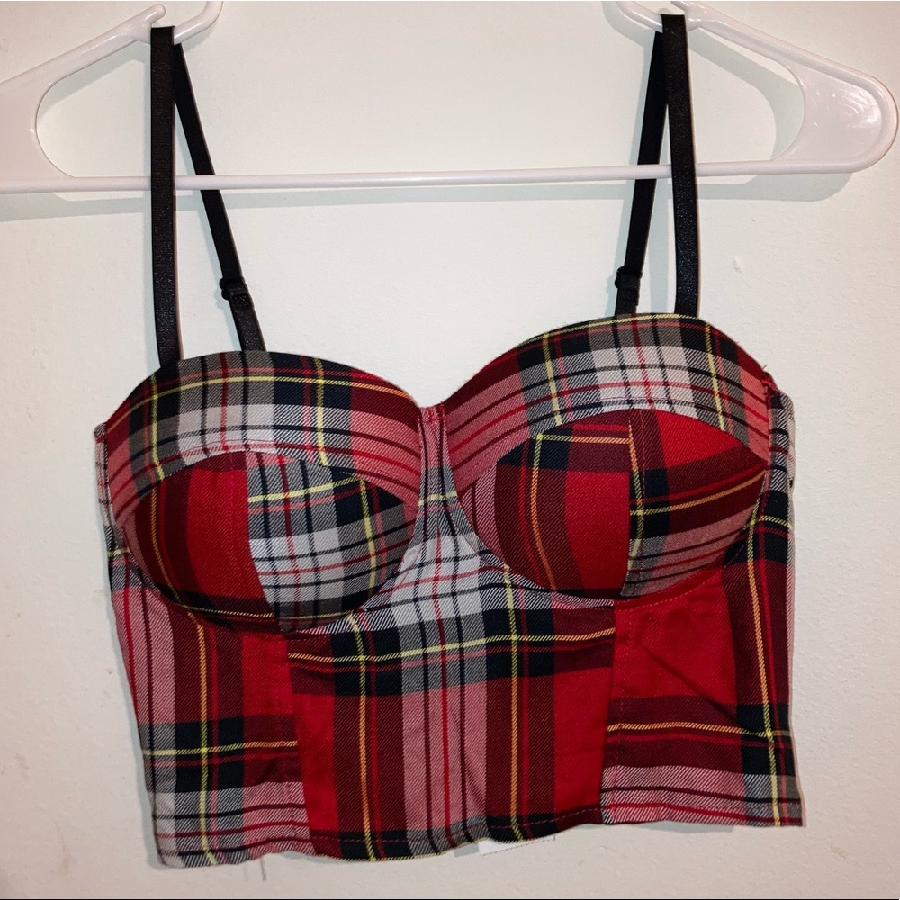 NWT Red Plaid Bustier